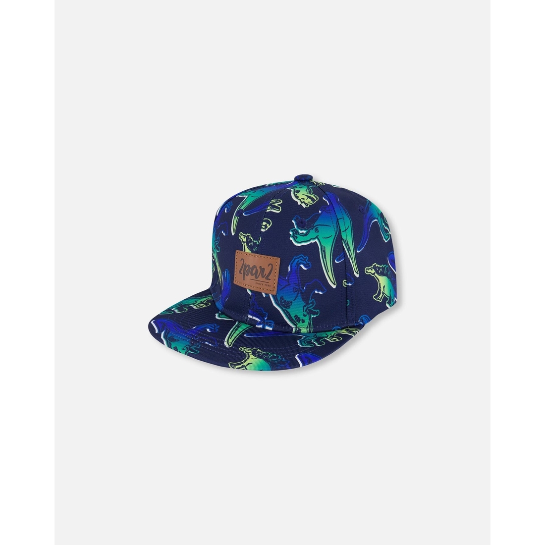 Printed Cap Blue And Green Dino On Navy Printed Cap Blue And Green Dino On Navy