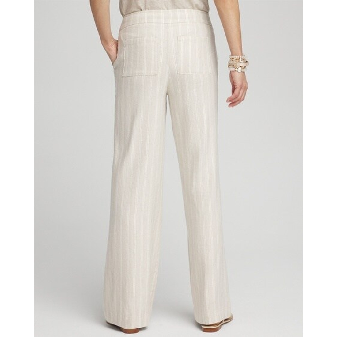 Women's Linen Blend Stripe Flare Leg Pants available now at