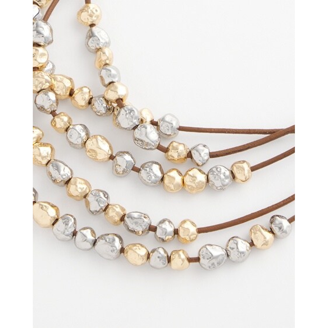 Women's Multi-strand Beaded Bib Necklace in Metallic