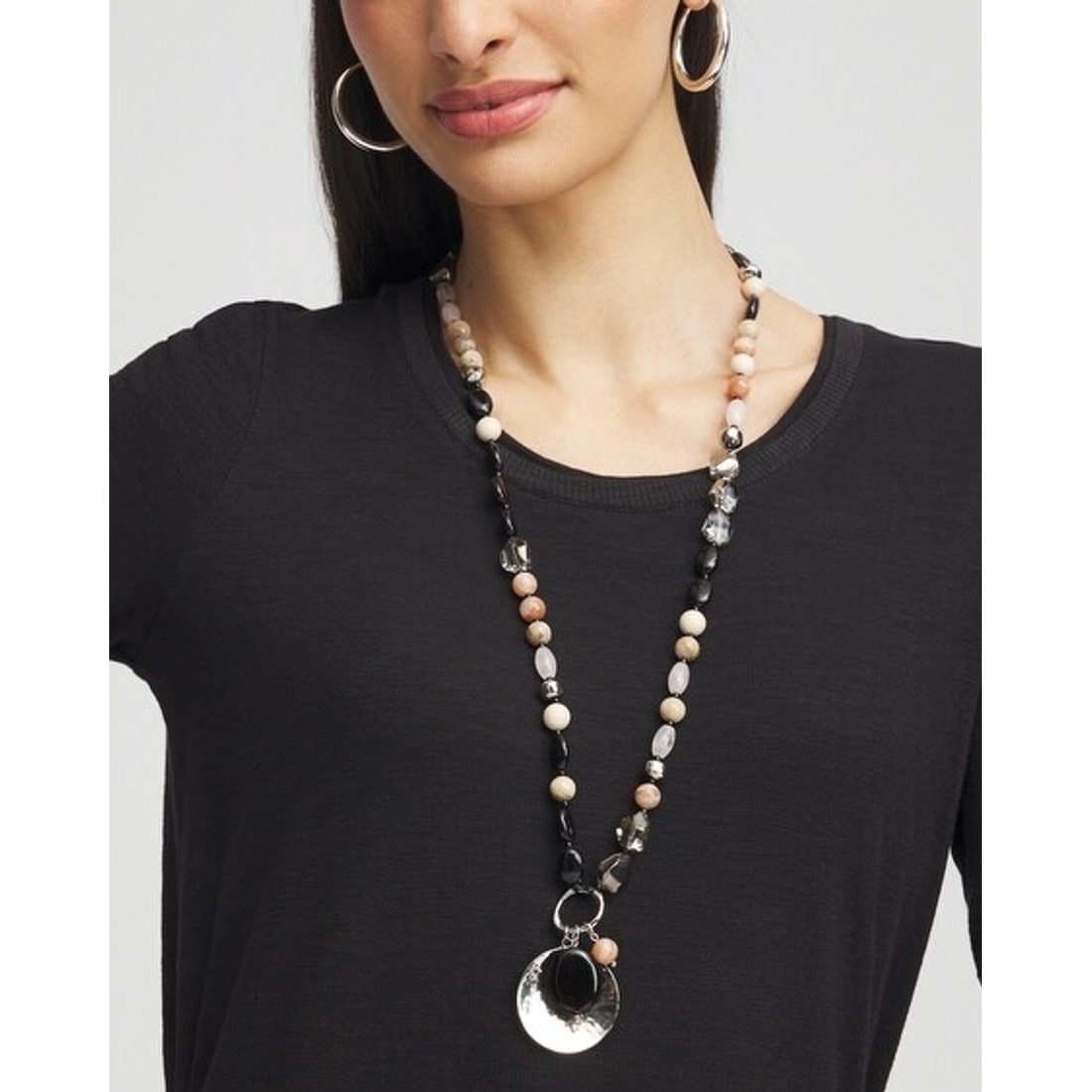 Silver Tone Beaded Charm Necklace available now at Coconut Silver Tone Beaded Charm Necklace available now at Coconut