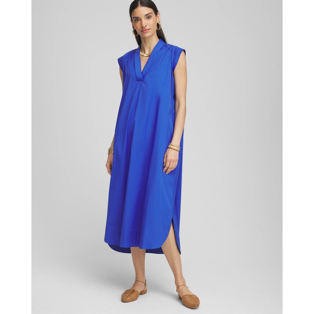 Women's Petite Popover Poplin Maxi Dress in Blue available now at  University Park Village