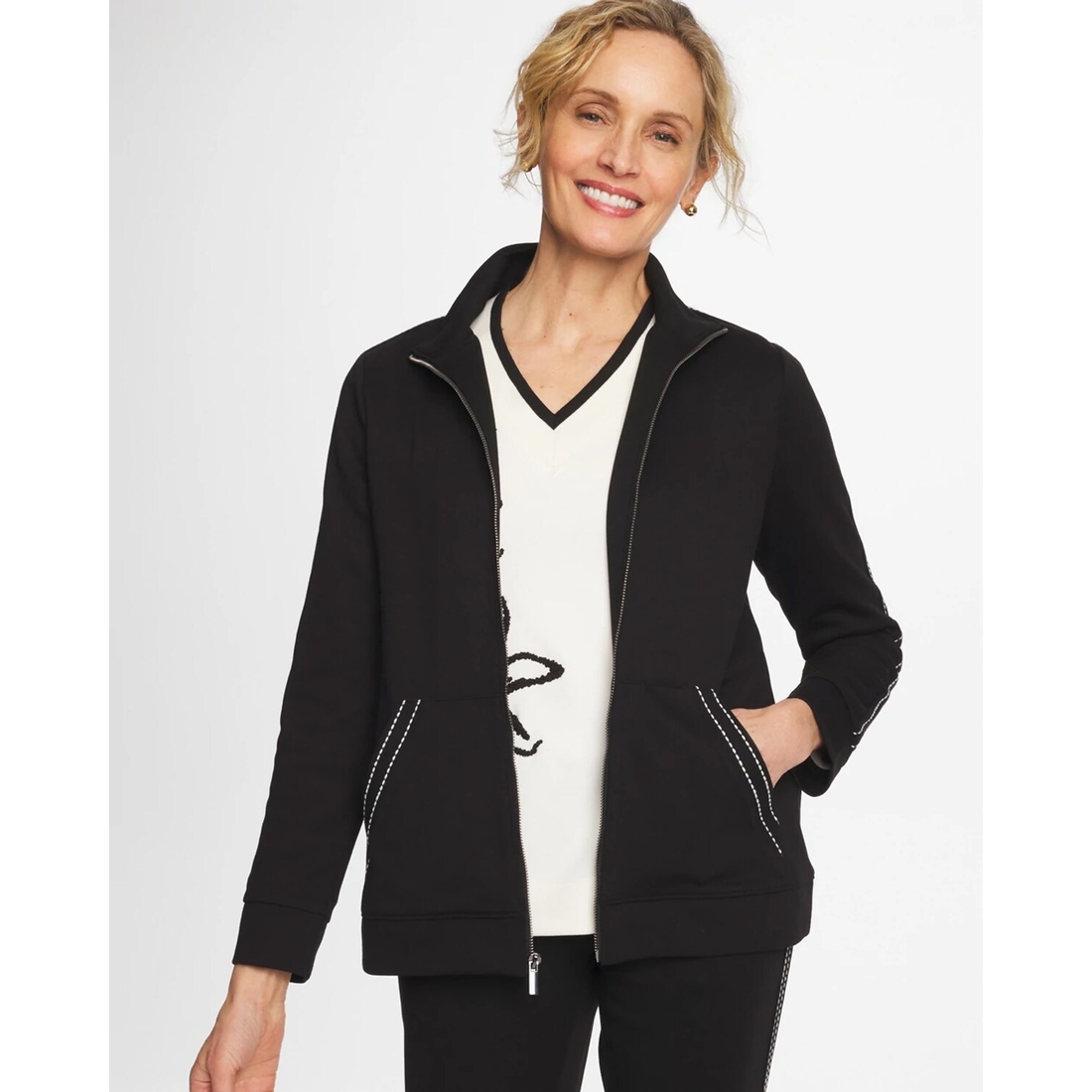 Women's Double-Knit Pick Stitch Jacket available now at The Galleria™