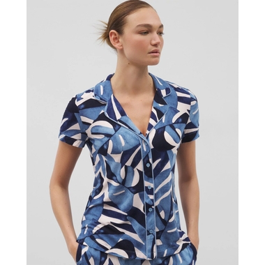Cool Nights Printed Short Sleeve Pajama Top available now at Walt