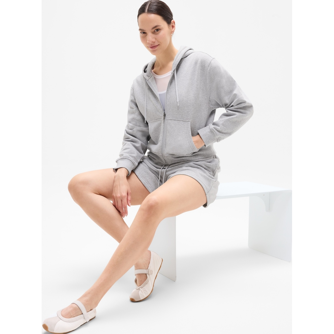 トップス FREY ALWAYS SWEAT Gray Forever Fleece 1/2 Zip High Hip Piping Sweatshirt | Athleta