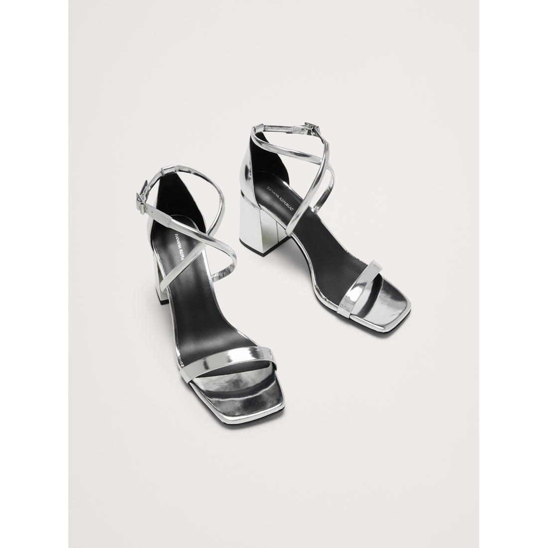 Italian Metallic-Leather Block-Heel Sandal available now at