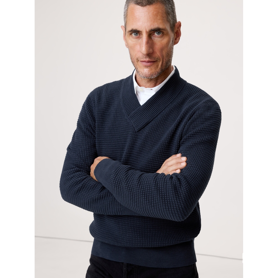 Cotton Thermal-Knit V-Neck Sweater available now at Stanford