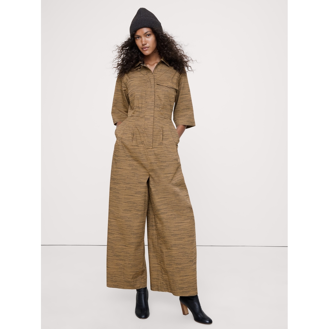 Minkpink Romper Minkpink Green Jumpsuit Stretch-Cotton Wide-Leg
