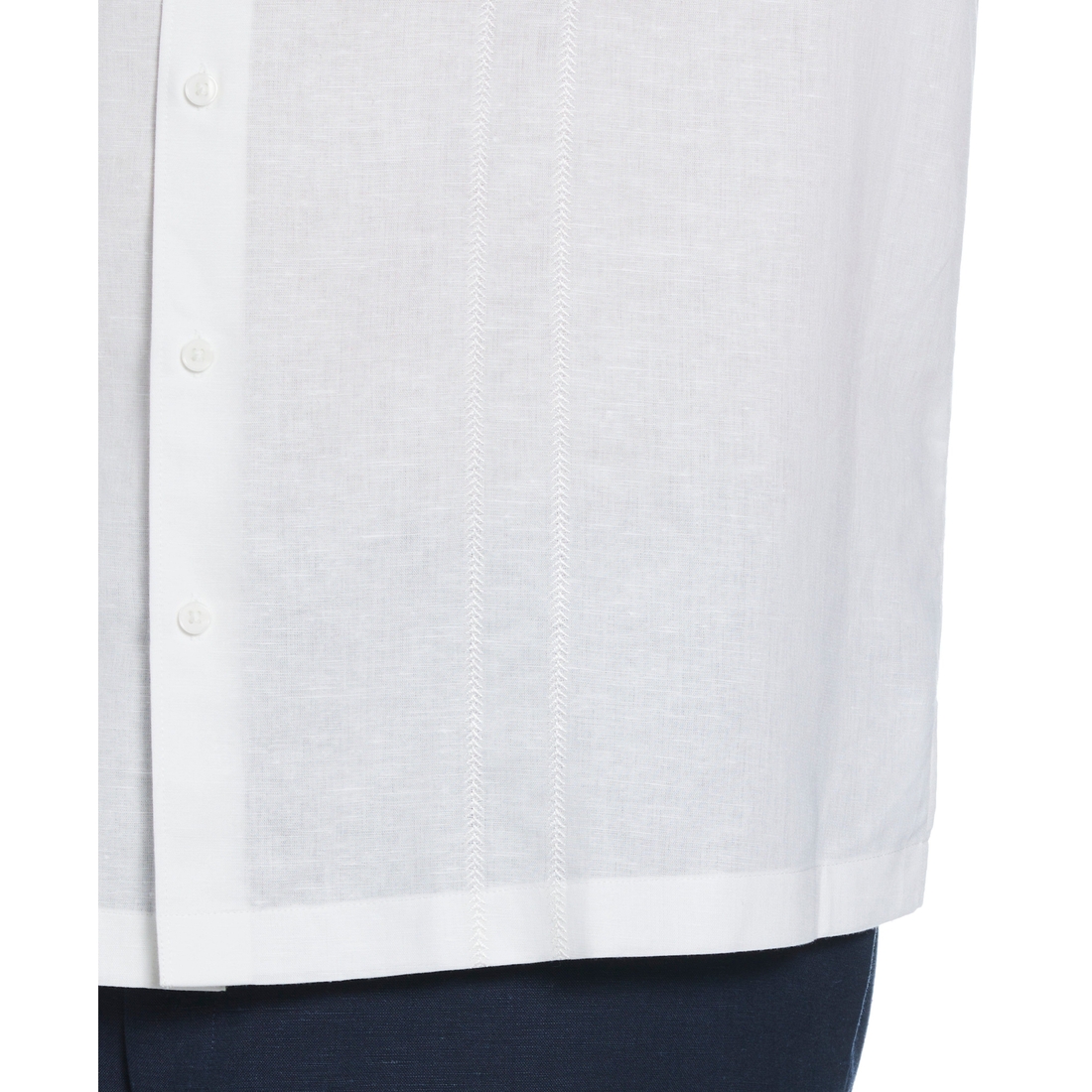 Linen Blend Big And Tall Embroidered Panel Short Sleeve