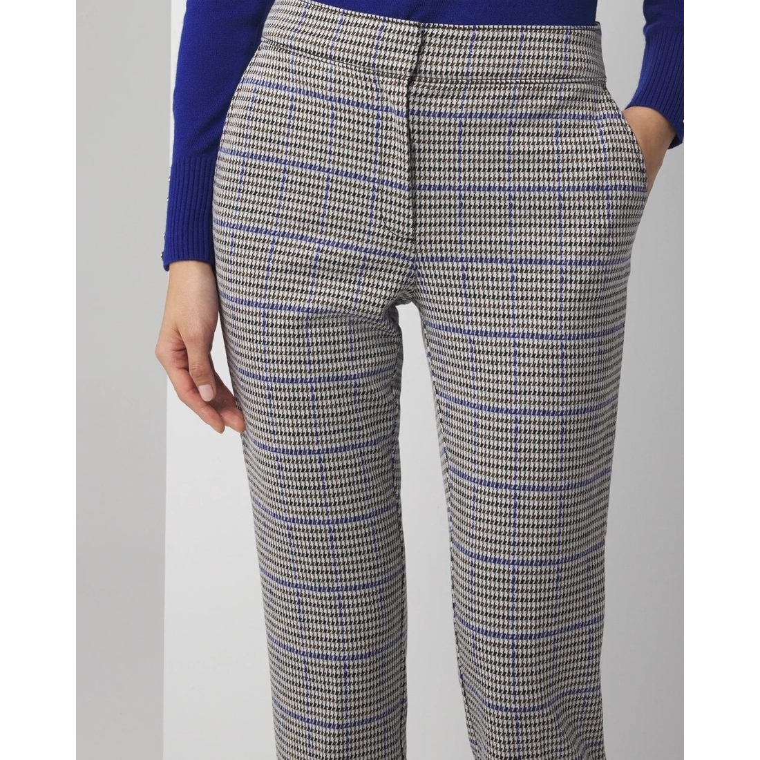 Straight Leg Houndstooth Luxe Plaid Pants available now at