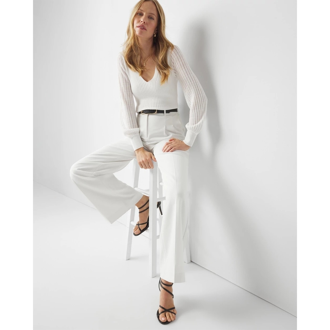 Sheer Sleeve V-Neck Sweater available now at The Falls® Sheer Sleeve V-Neck Sweater available now at The Falls®
