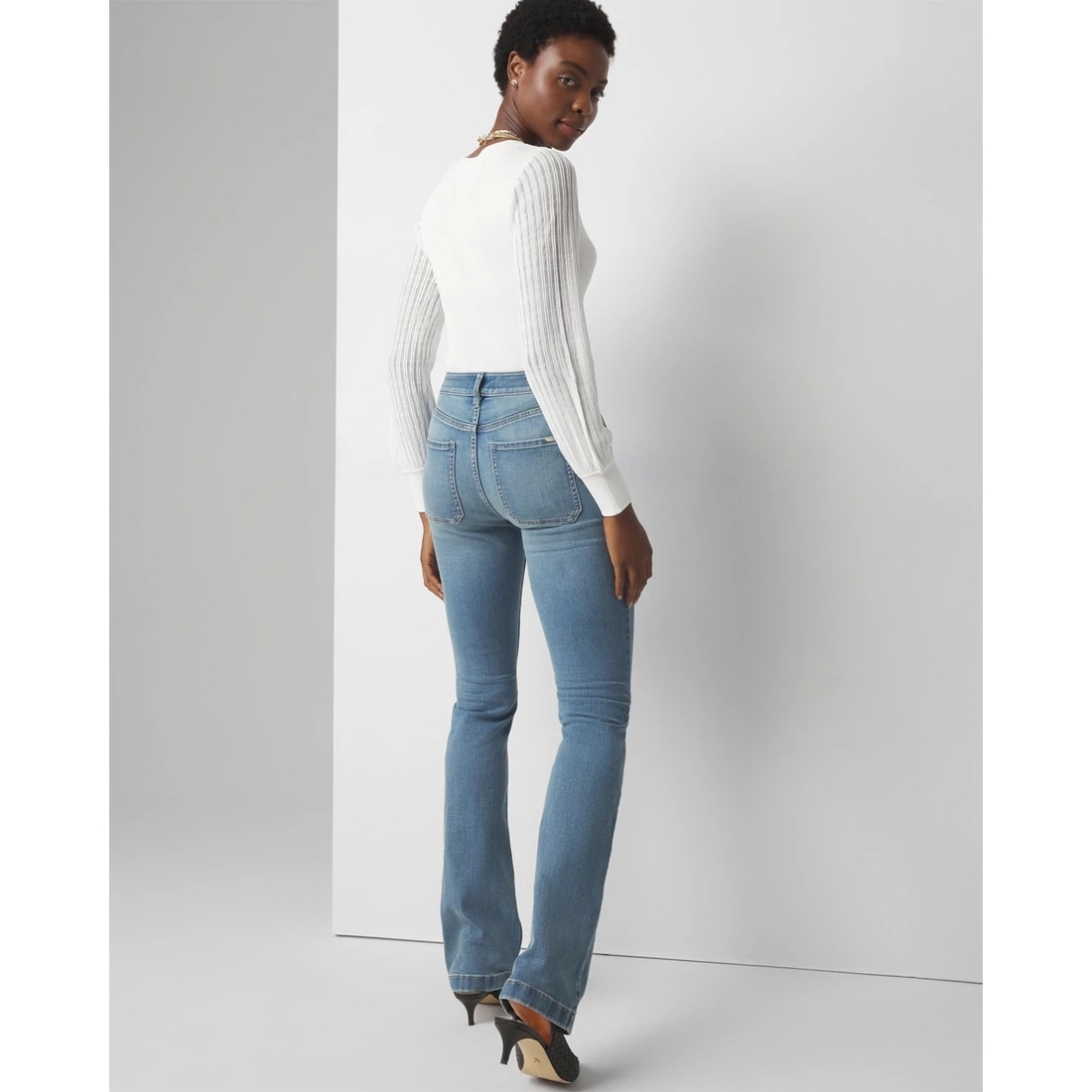 High-Rise Patch Pocket Bootcut Jeans available now at