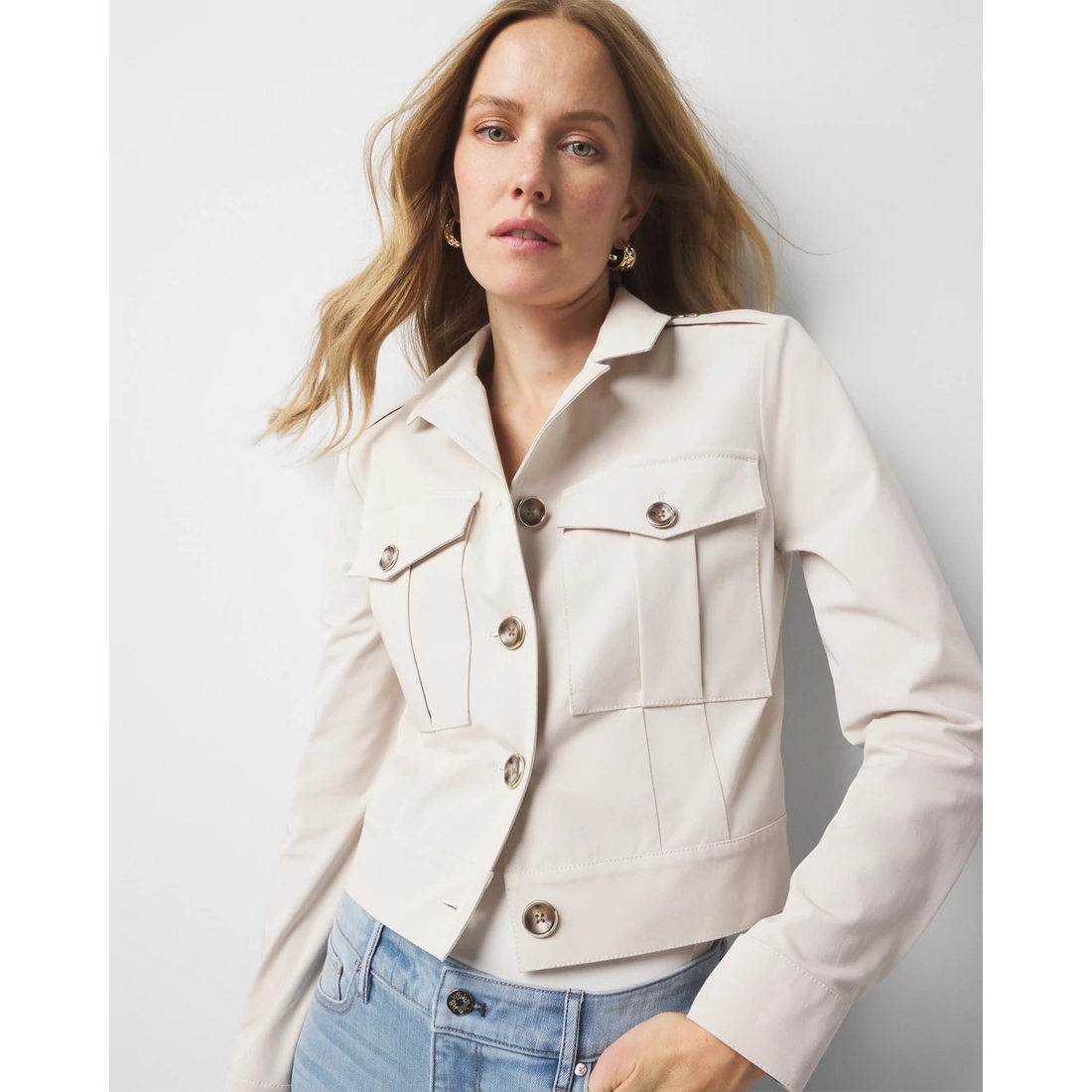 Cropped Utility Jacket available now at La Plaza