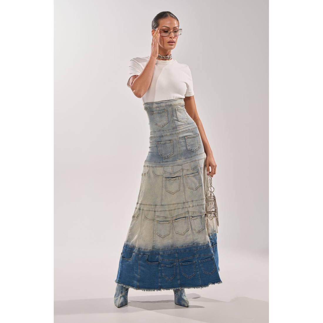 ombre denim dress Bebe Women's Strapless Ombre Fitted Denim Dress, Size 8 in True Blue Ombre Wash Cotton/Spandex