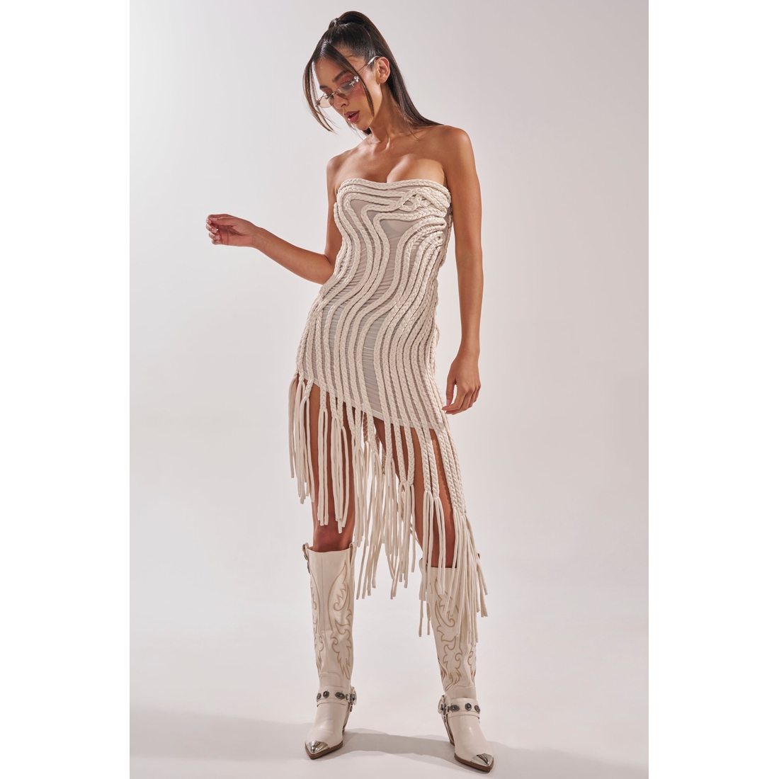 All Over The Place Braided Midi Dress In Ivory available now at Potomac Mills All Over The Place Braided Midi Dress In Ivory available now at Potomac Mills
