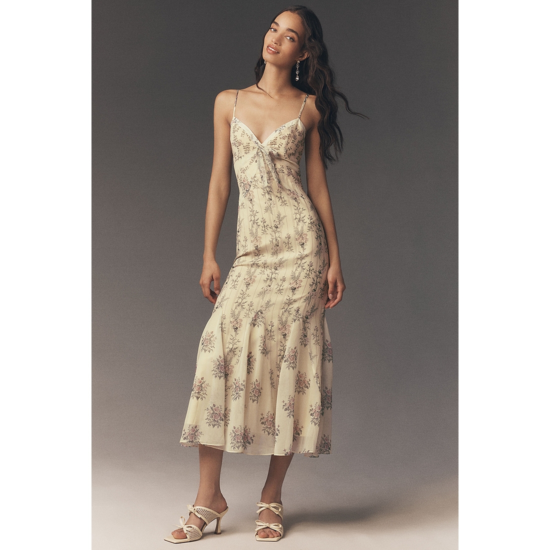 Hazel Bow Godet Chiffon Dress available now at Woodfield Mall™