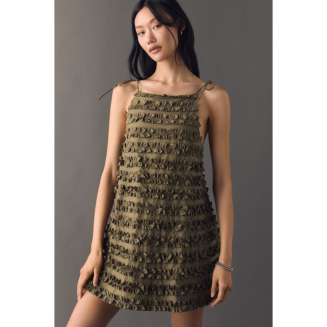 slim fit dress slacks Ruffles Mini Dress (Yellow) – Shop Seriously Chic main image 0