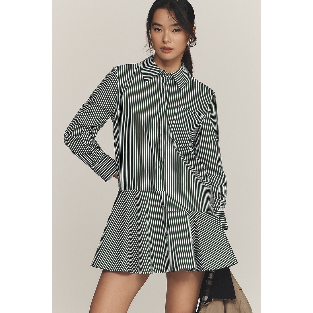 fitted lace wedding dress Miss Circle Jamila Black Shirt Mini Dress with Embroidered Waist Detail XXS