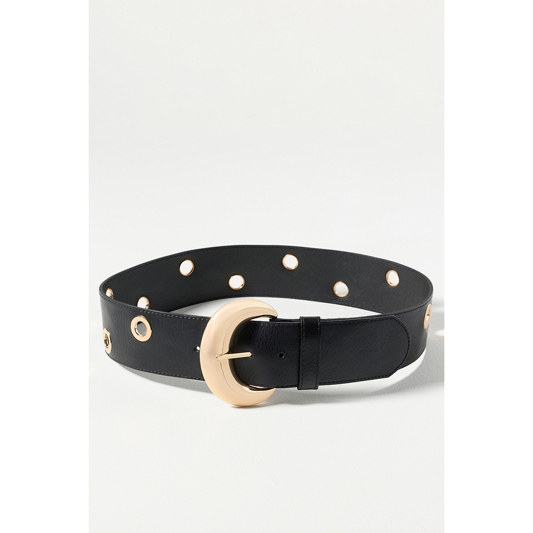 Anthropologie Black Leather Belt with Gold Buckle By Anthropologie Wide Square Buckle Belt | Anthropologie main image 3