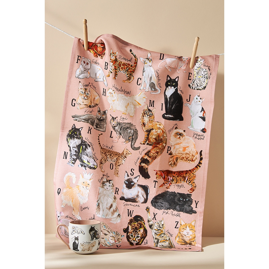 Anthropologie Cat Breeds Dish Towel