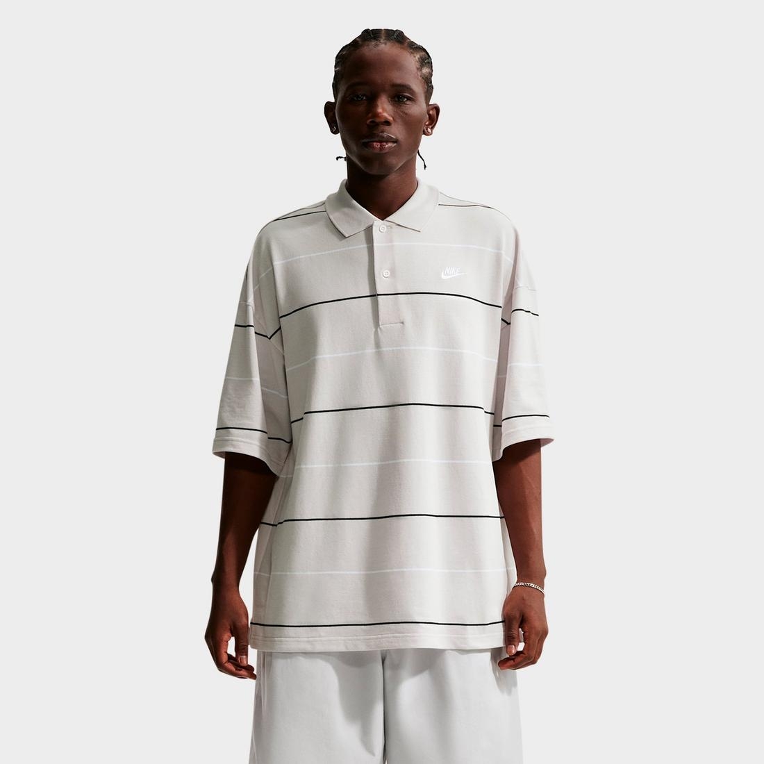 Nike Men's Sportswear Club Oversized Striped Polo Shirt available