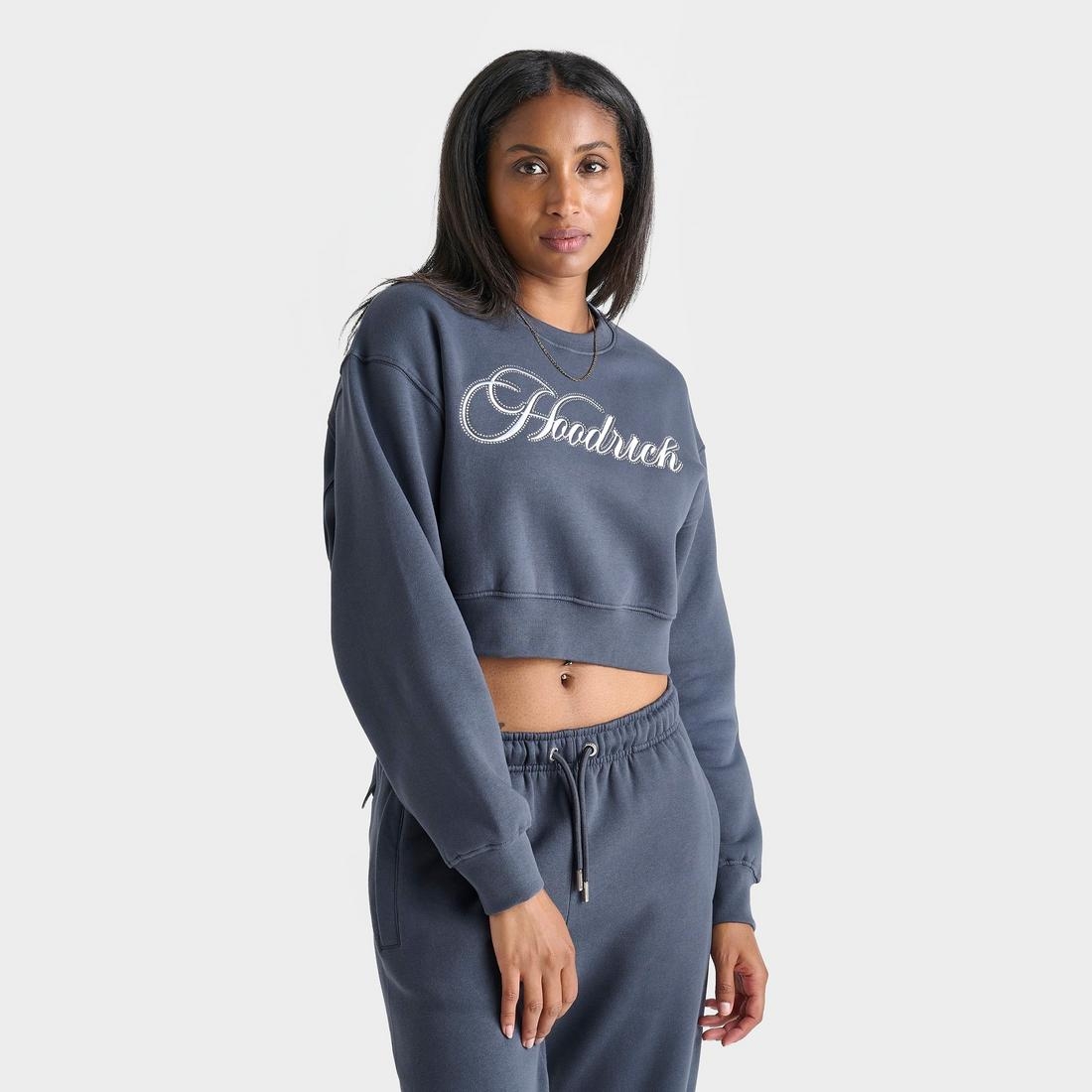 Hoodrich Women's Figure Rhinestone Cropped Crewneck Sweatshirt available  now at Concord Mills®