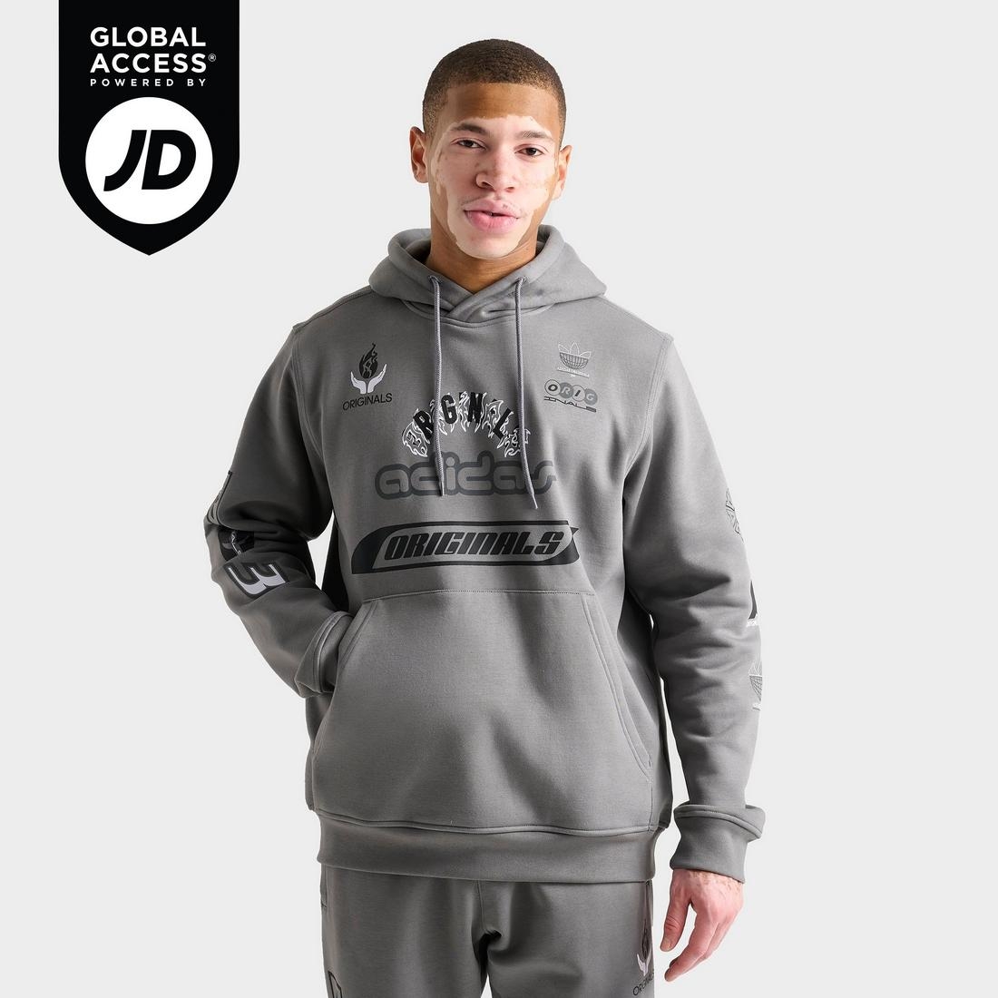adidas Men's Originals Trefoil Essentials Moto Fleece Pullover