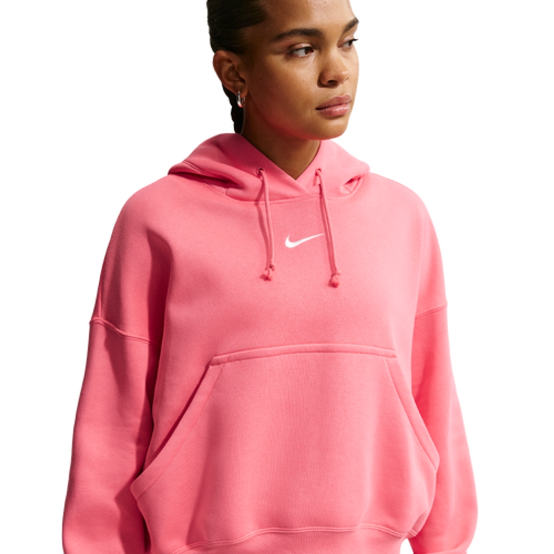 nike funnel neck hoodie pink