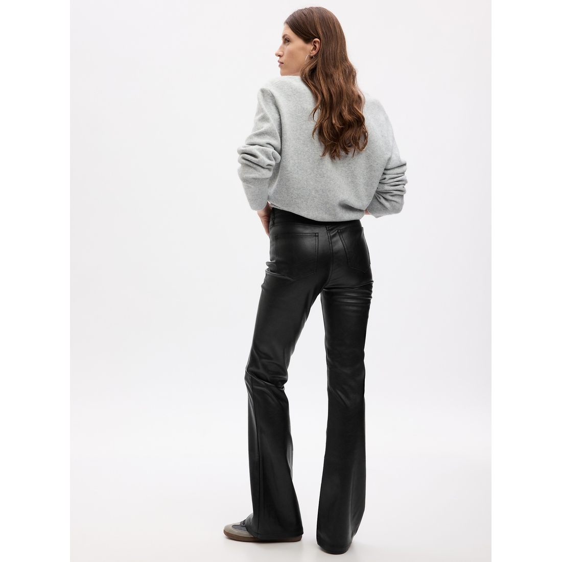 High Rise Vegan Leather '70s Flare Pants available now at The