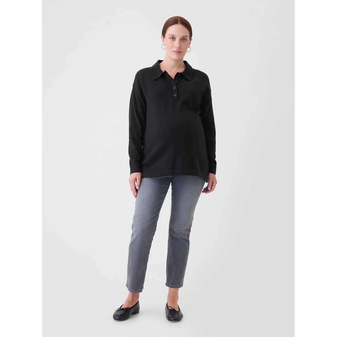 Maternity black polo shirt hotsell