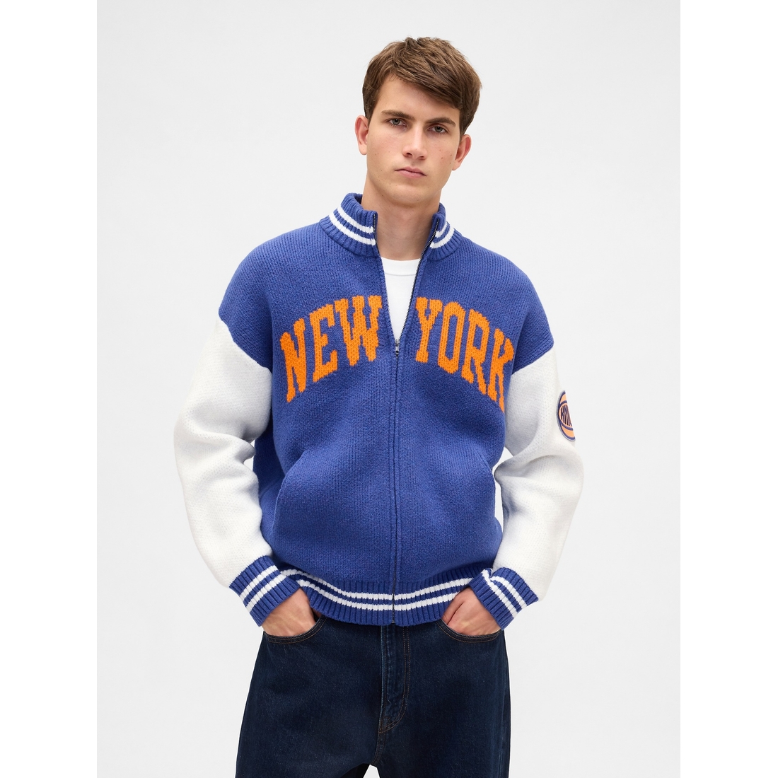CashSoft NBA New York Knicks Logo Zip Sweater available now at
