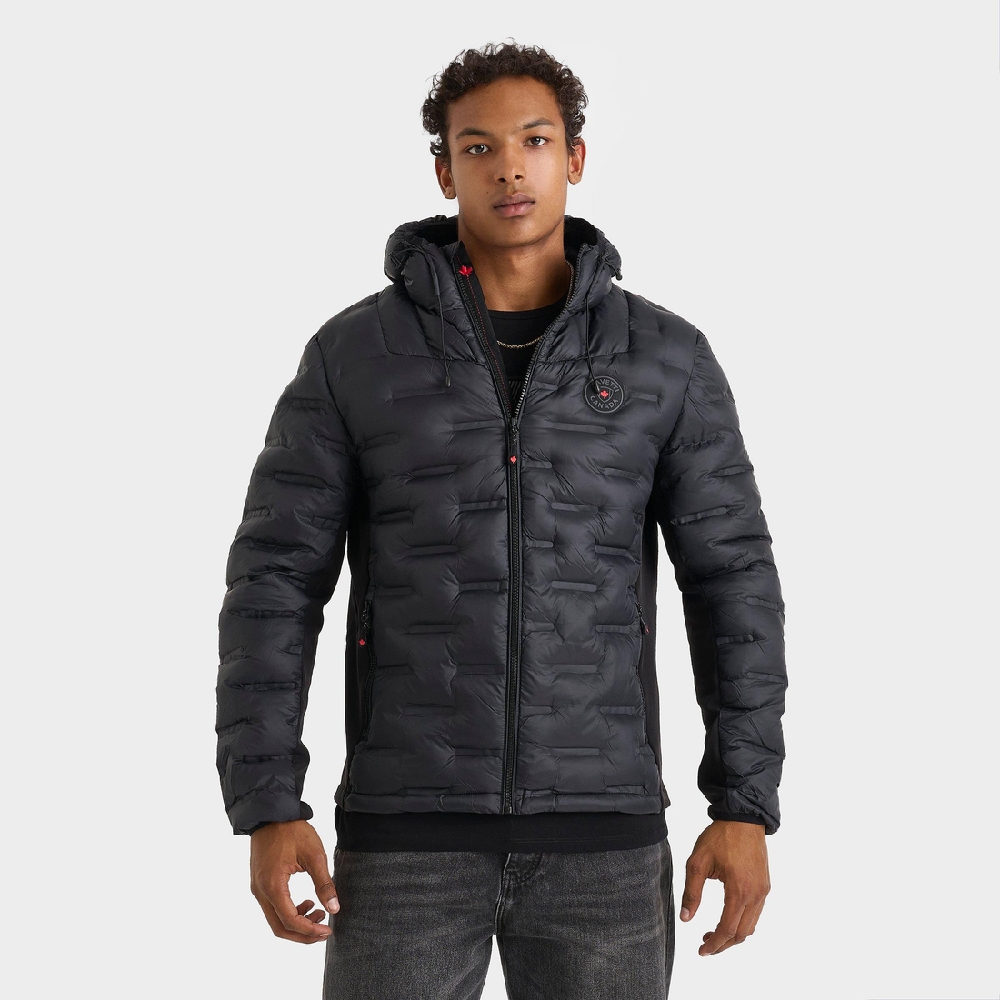 Zavetti Men's Canada Vuziro Hybrid Puffer Jacket in Black Size
