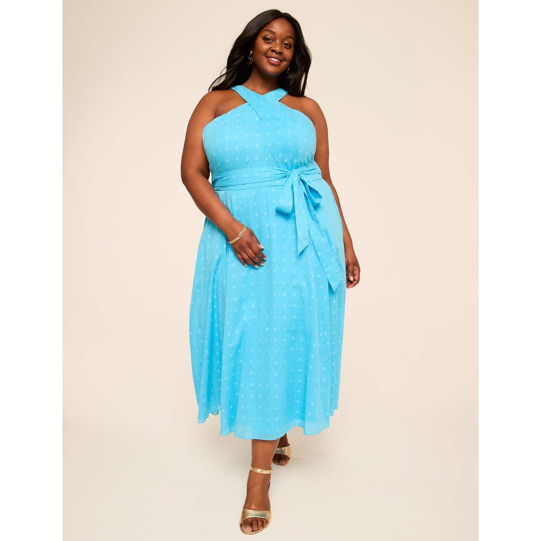 halter plus size wrap dress Final Sale Plus Size Braided Trim Halter Maxi Dress with Open Back