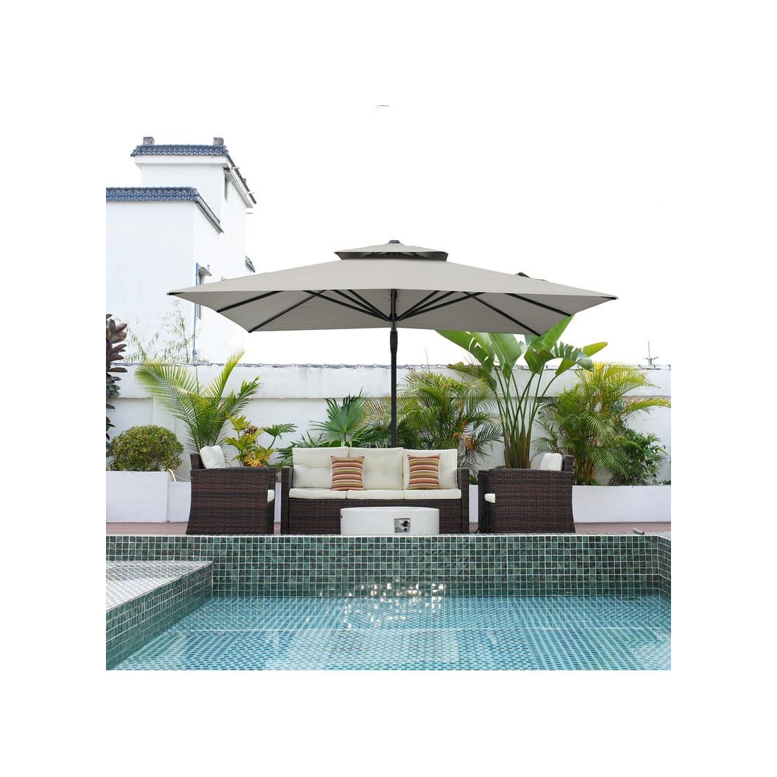 11 foot square patio umbrella 13x13 ft / 11x15 ft Outdoor the crank handle allows you to adjust the tilt angle at the touch of a button 11 Feet Patio Umbrellas |