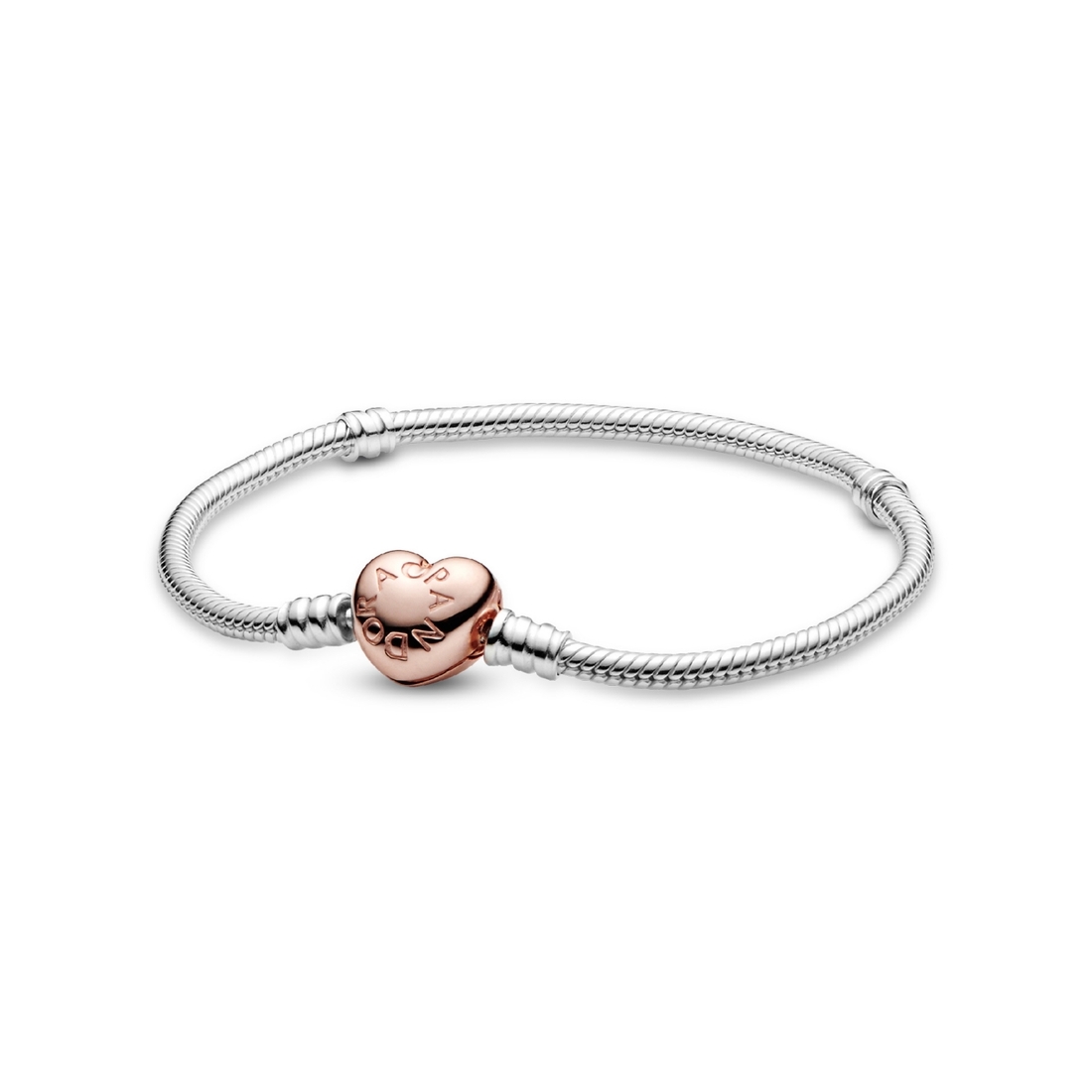 Pandora Moments Sterling Silver and 14K Rose Gold-Plated Heart