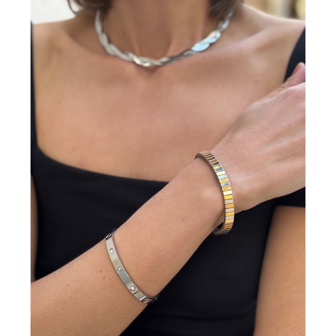 Adornia Tarnish Resistant Cubic Zirconia and Clover Bangle