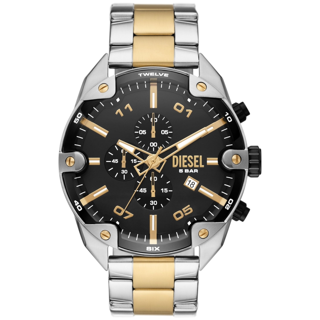 diesel ma1メンズS Diesel Men's Spiked Chronograph Two-Tone Stainless Steel Watch