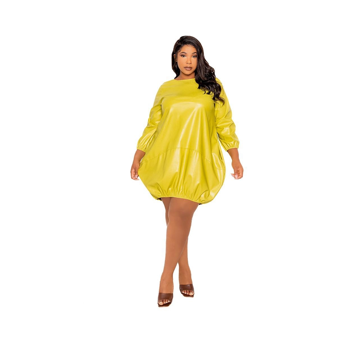 faux leather plus size dresses Misty Blue Reba Lay flat to dry Yours Women's Plus Size Black