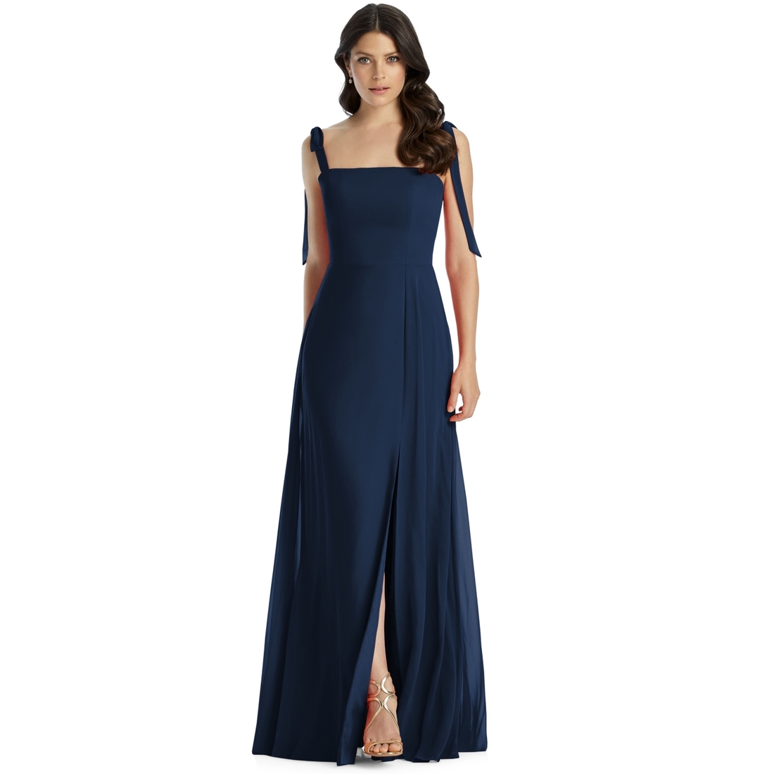 dessy plus size bridesmaid dresses Dessy Collection M446 - Maternity Bow Shoulder Slit Gown