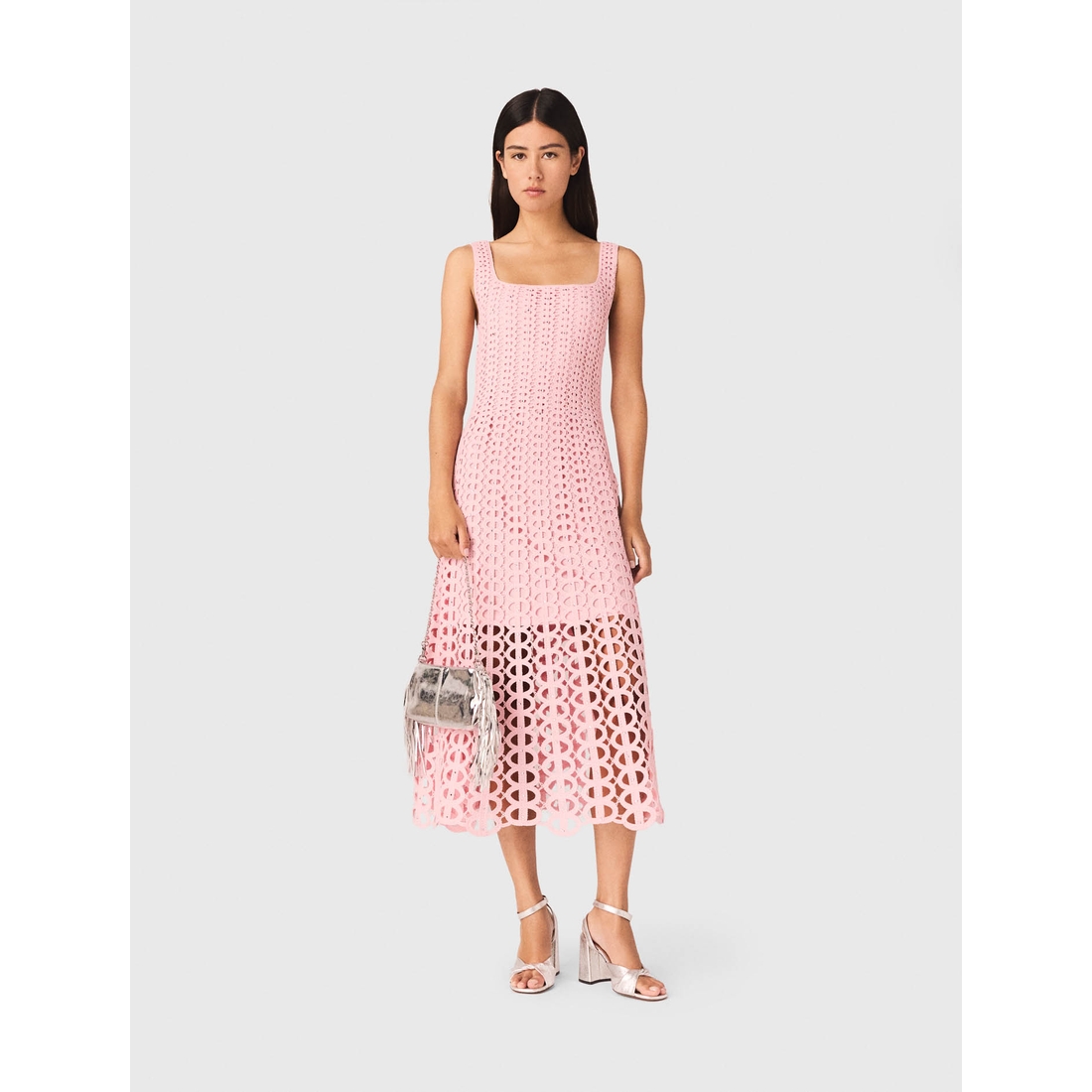 galleria midi dress Red & White Print Shirred Wide Strap Midi Dress