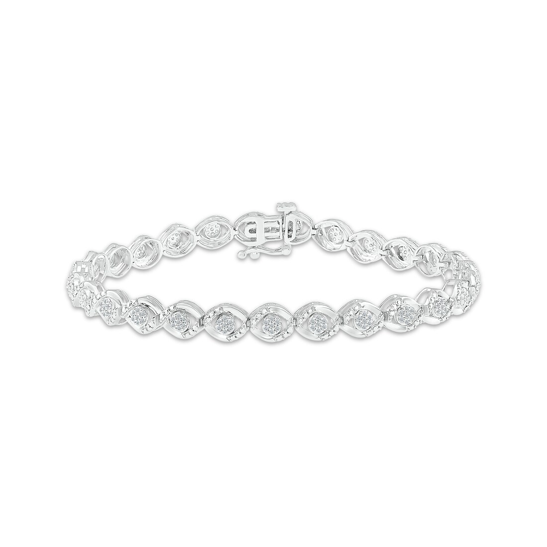Multi-Diamond Eye Link Bracelet 1/2 ct tw Sterling Silver 7.25