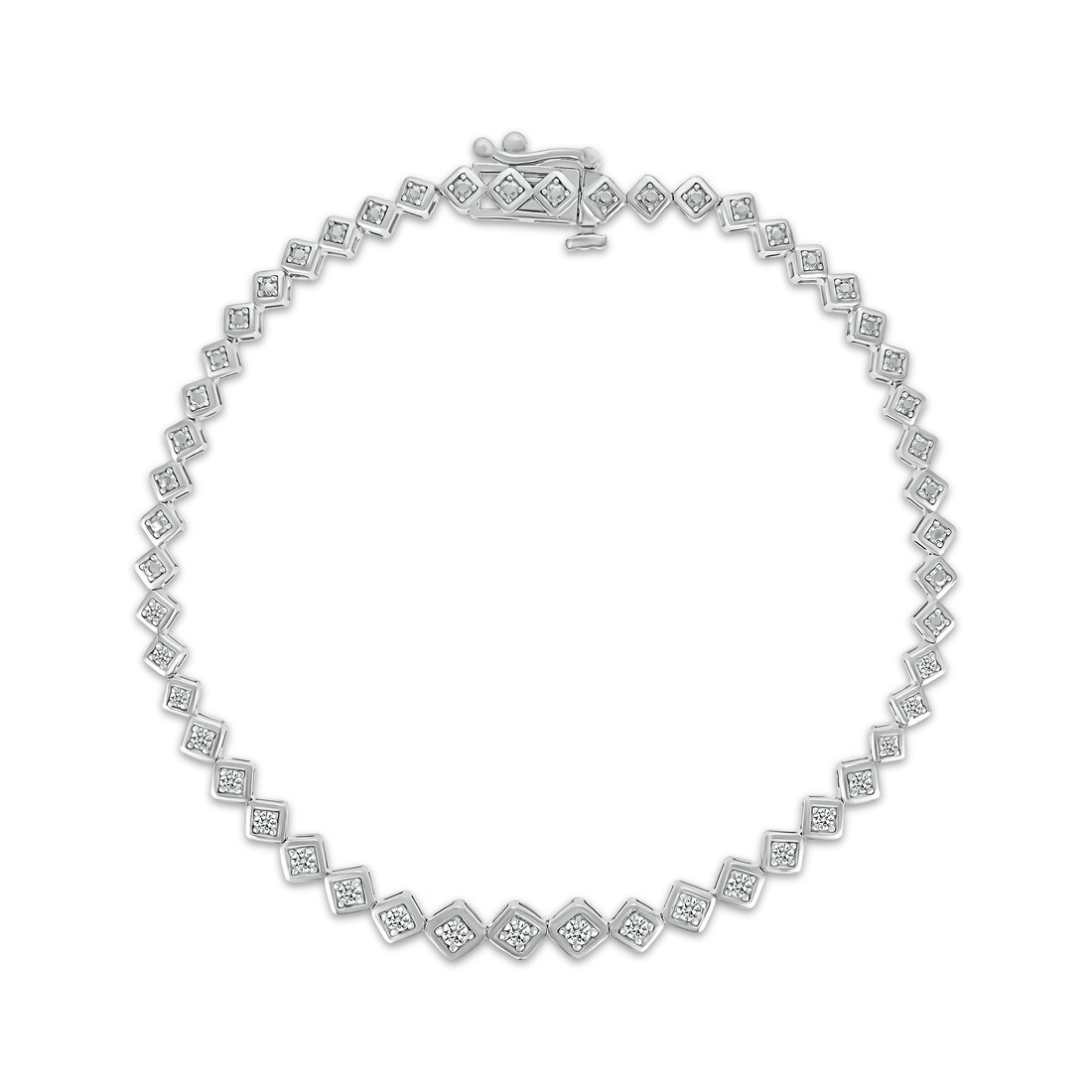 Diamond Square Link Tennis Bracelet 1/2 ct tw Sterling Silver 7.25