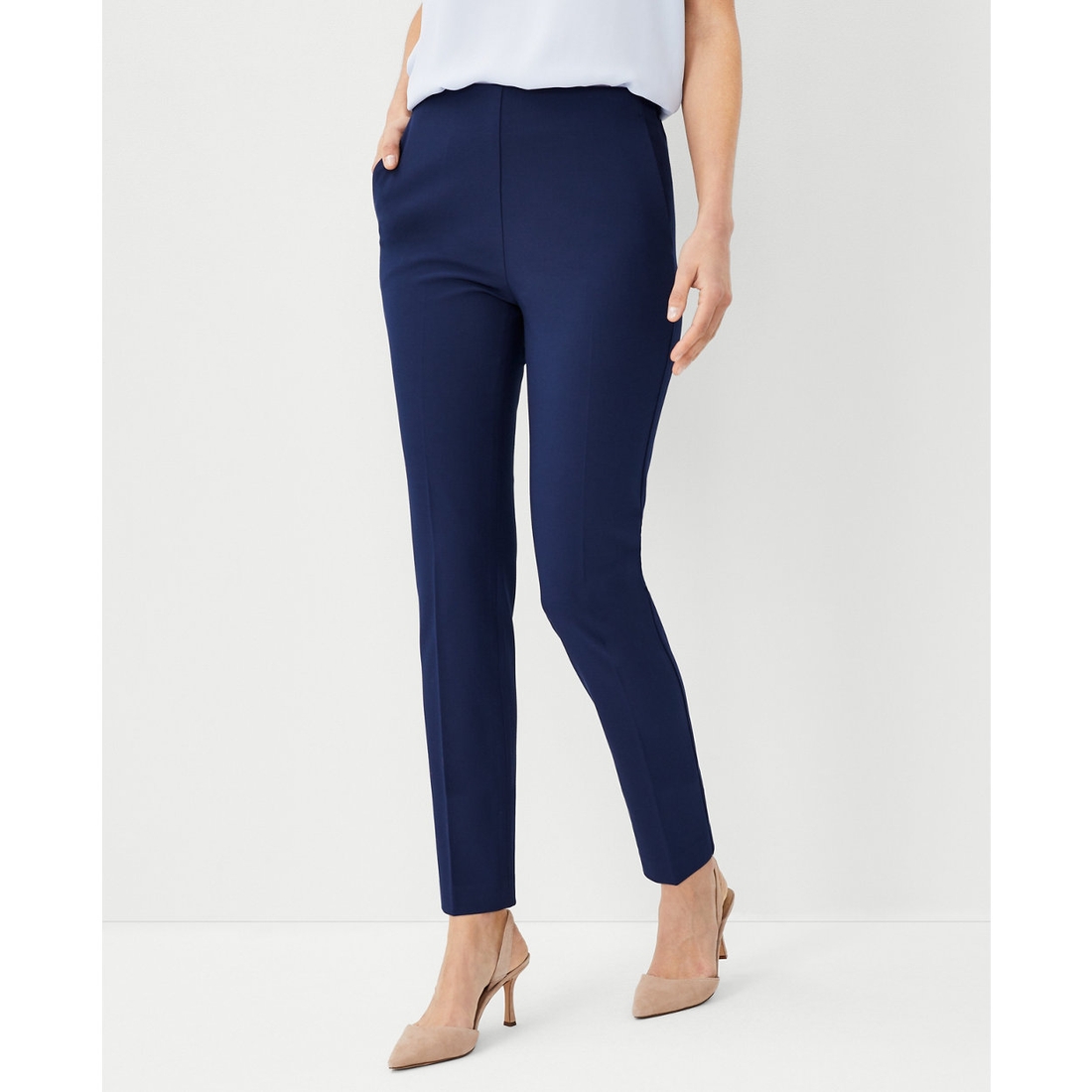 The Side Zip Ankle Pant in Bi-Stretch available now at