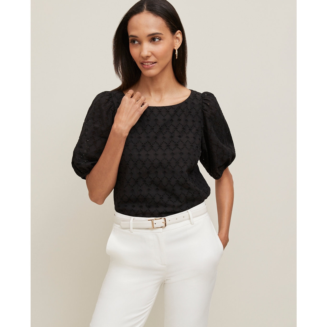Eyelet Boatneck Popover Top available now at The Shops at