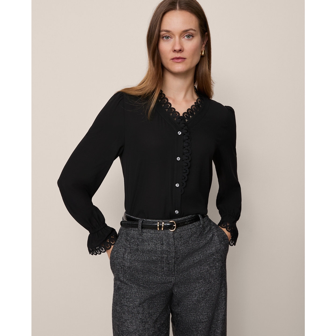 Lace Ruffle Trim Blouse available now at Dadeland Mall®