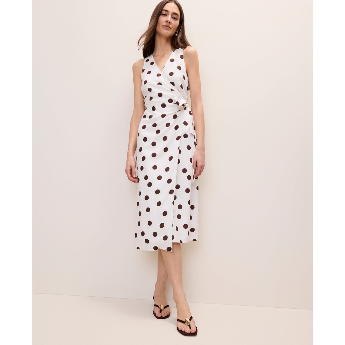 Petite Polka Dot Linen Blend Sheath Dress available now at The Westchester