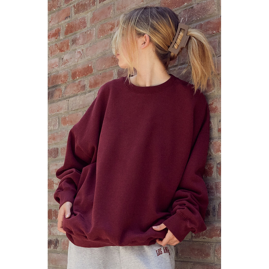 John Galt Women's Burgundy Crew Neck Sweatshirt available now at