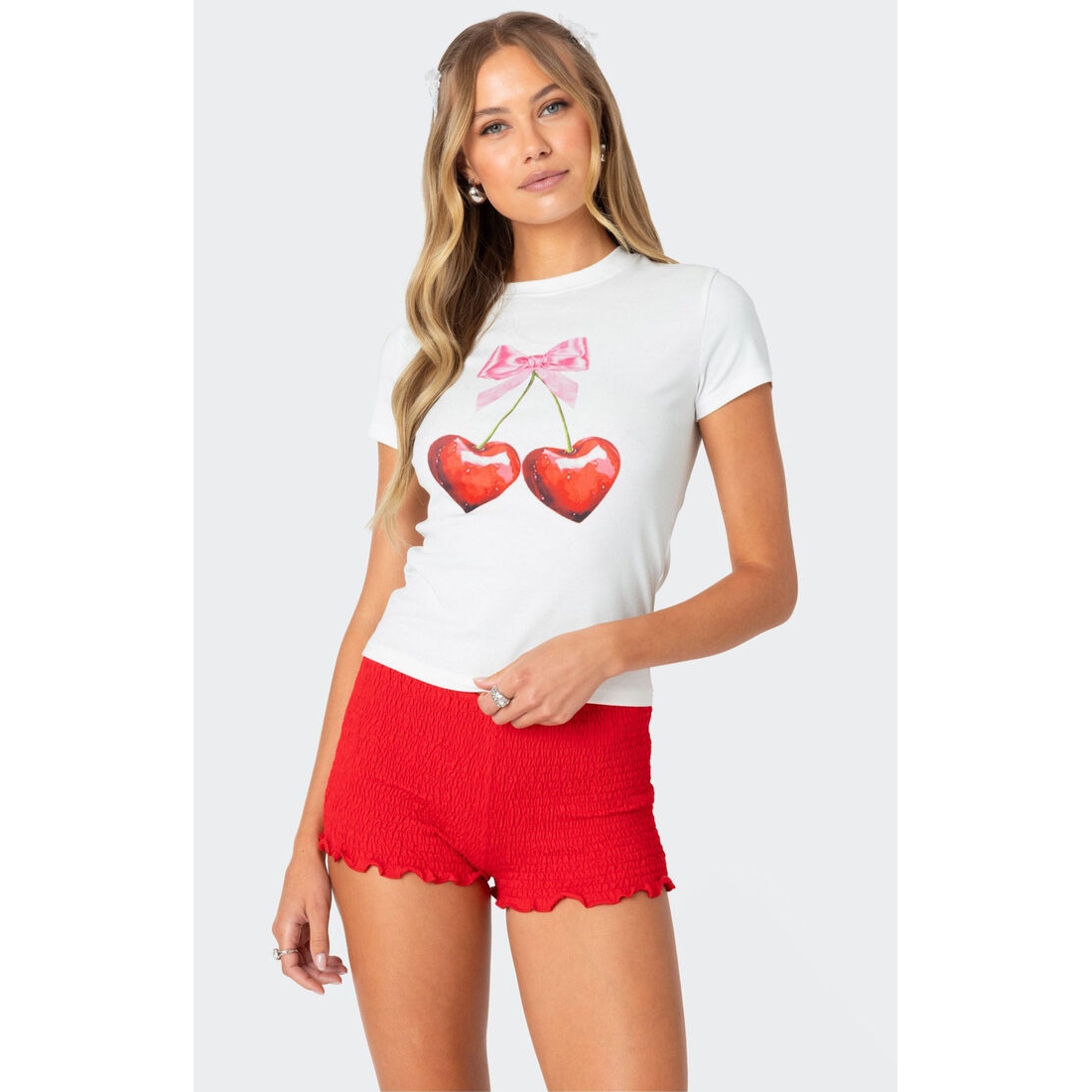 Edikted Women's Cherry Heart T-Shirt available now at Penn Square