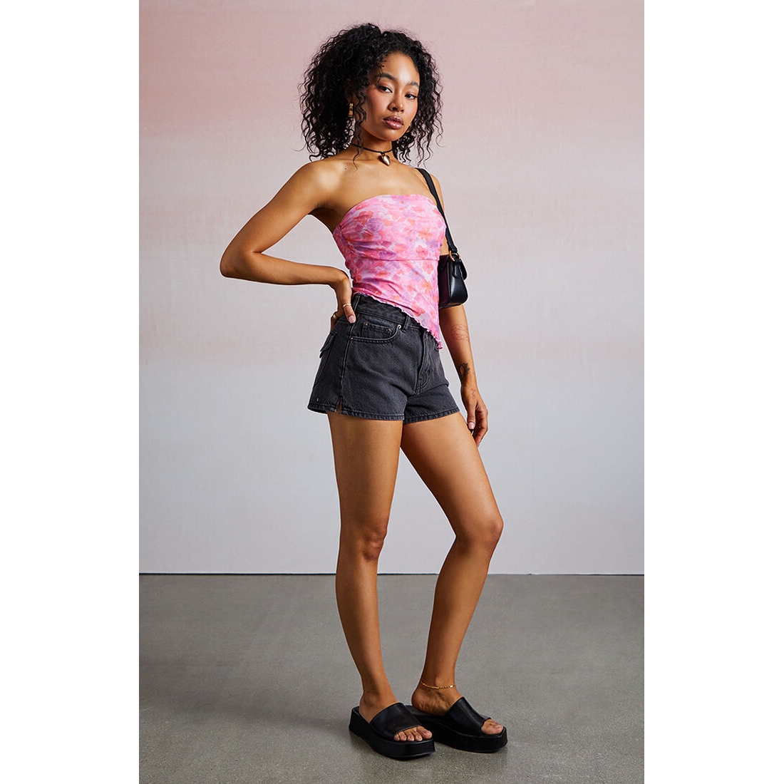 Third Charm Women's Amber Floral Asymmetrical Tube Top