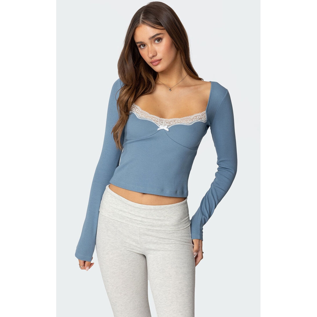 Edikted Women's Morgyn Lace Trim Ribbed Top available now at Penn Square Mall Edikted Women's Morgyn Lace Trim Ribbed Top available now at Penn Square Mall