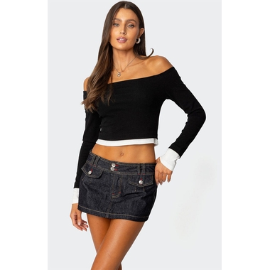 Edikted Women's Lacey Layered Off Shoulder Top available now at